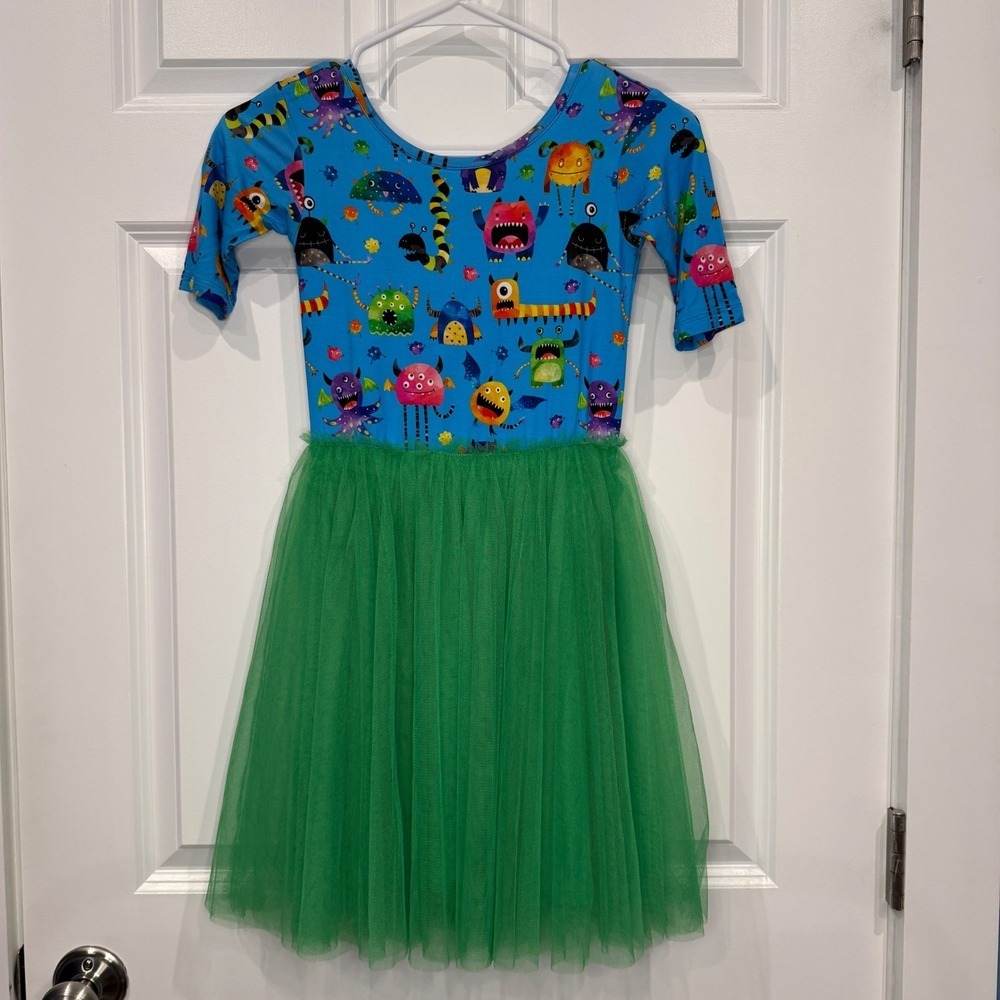 Muse Threads Kids Girls Size 8/9‎ Monster Print Tulle Tutu Dress Bamboo